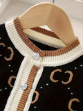 1 Set Adorable Girl's Contrast Knit Long-Sleeve Crew Neck Cardigan Coat + Matching Skirt - Soft, Comfy, and Versatile Winter & Fall Daily Casual Outfit for Girls, Perfect as a Gift