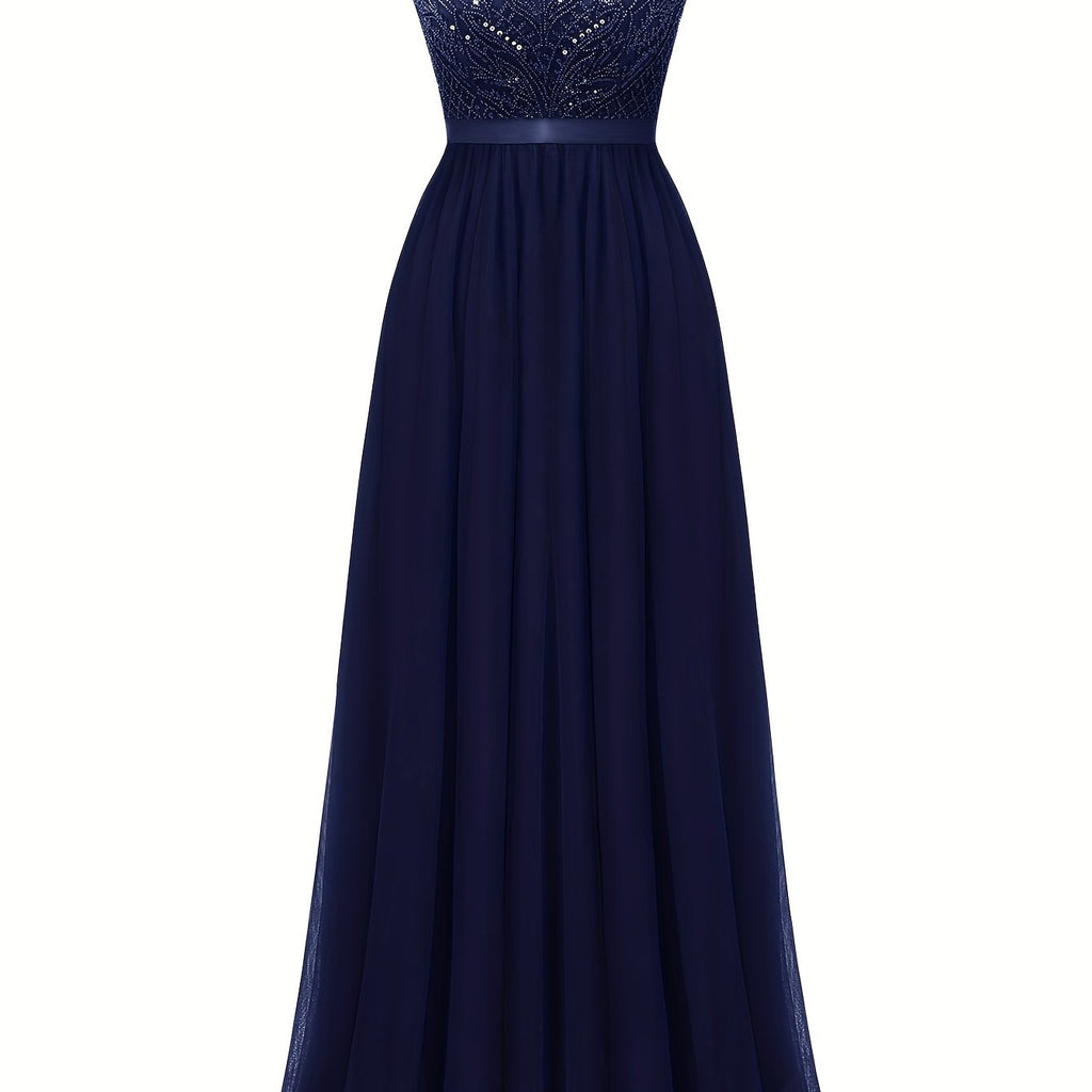 Timeless Lace V Neck Bridesmaid Dress - Chic Cap Sleeve A-line Design - Luxurious for Parties & Banquets - Womens Special Occasion Wear