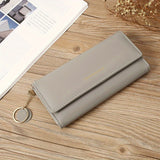 Fashion Long Solid Color PU Leather Wallet, Solid Color Minimalist Women's Mobile Phone Clutch Wallet