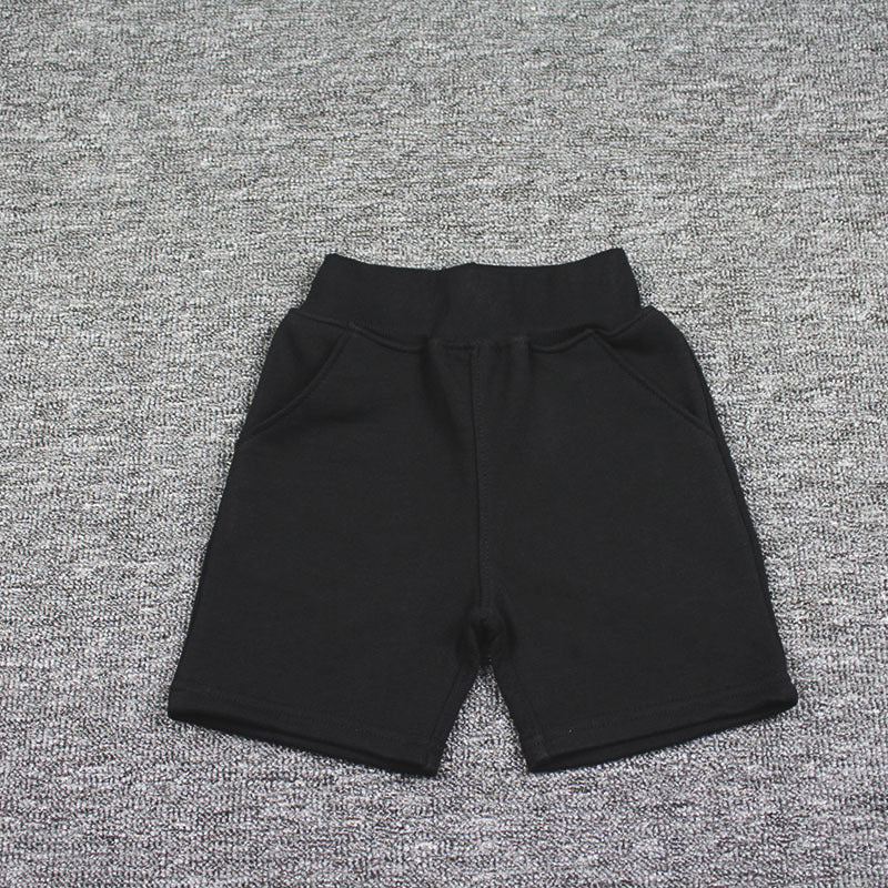 New Summer Knitted Children's Cotton Middle Pants 5 Pants Boys Girl's Sports Shorts White Black Shorts