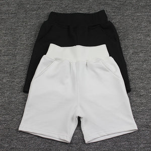 New Summer Knitted Children's Cotton Middle Pants 5 Pants Boys Girl's Sports Shorts White Black Shorts