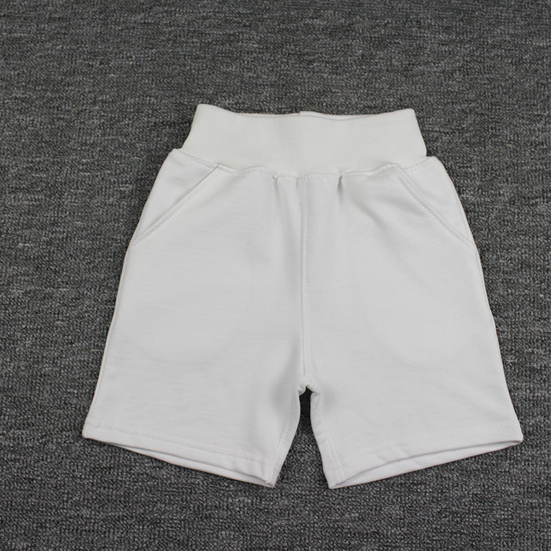 New Summer Knitted Children's Cotton Middle Pants 5 Pants Boys Girl's Sports Shorts White Black Shorts