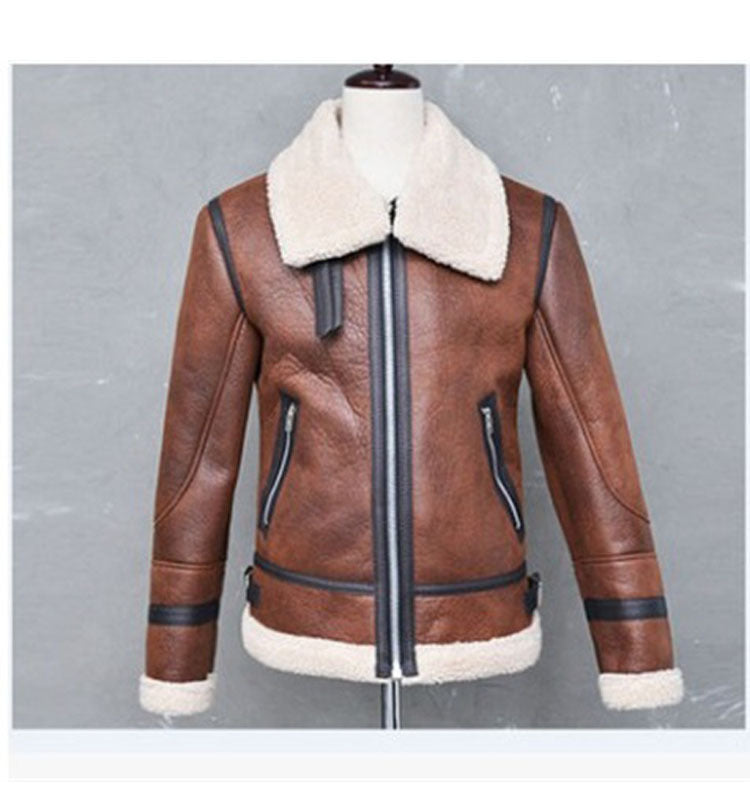 2025 Spot thickened two-color imitation cowhide 2023 autumn and winter  zipper jacket locomotive men's jacket leather jacket W101