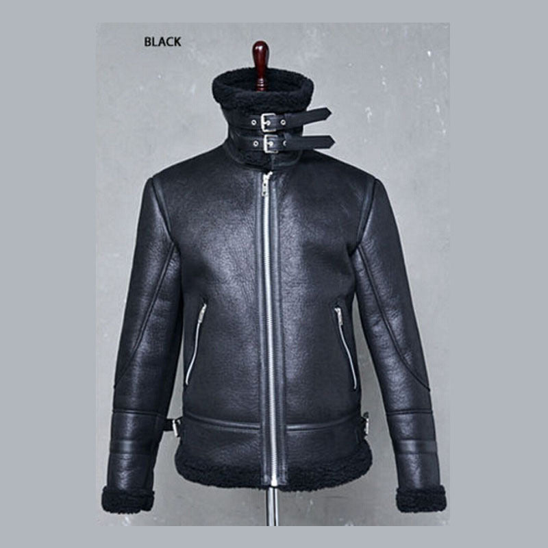 2025 Spot thickened two-color imitation cowhide 2023 autumn and winter  zipper jacket locomotive men's jacket leather jacket W101