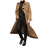 2025 men's medium and long trench coat  men's long trench coat fashion trench coat casual outer men's belt
