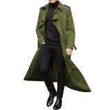 2025 men's medium and long trench coat  men's long trench coat fashion trench coat casual outer men's belt