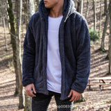 2025 Popular trade men's autumn and winter casual solid color hooded jacket,   eBay plush coat to keep warm