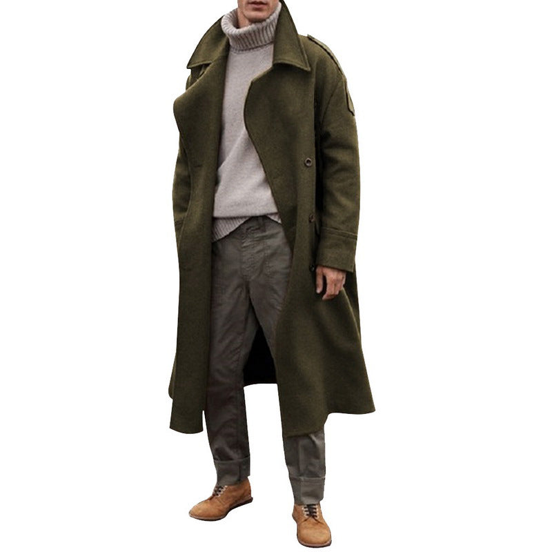 2025 Popular, , autumn and winter new men's long woolen coat super long knee coat
