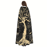 Unisex Viking-Inspired Hooded Cloak-Tree of Life & Celestial Design-Soft Shawl for Cosplay & Parties, 58*60inch, 1pc