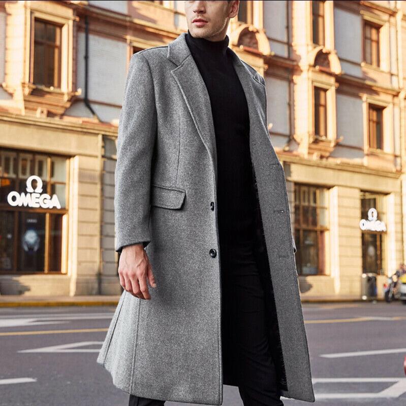 2025 new Popular trade British men's long trench coat woolen coat wish men's woolen coat