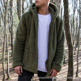2025 Popular trade men's autumn and winter casual solid color hooded jacket,   eBay plush coat to keep warm