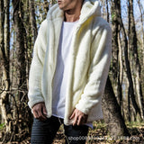 2025 Popular trade men's autumn and winter casual solid color hooded jacket,   eBay plush coat to keep warm