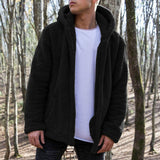 2025 Popular trade men's autumn and winter casual solid color hooded jacket,   eBay plush coat to keep warm