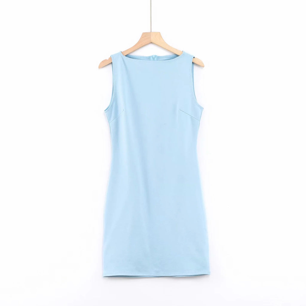 Street Shot European and American Kendall Jenner Sleeveless Vest Dress New Spring and Summer Women's New Slim Fit Sheath Tight Dress