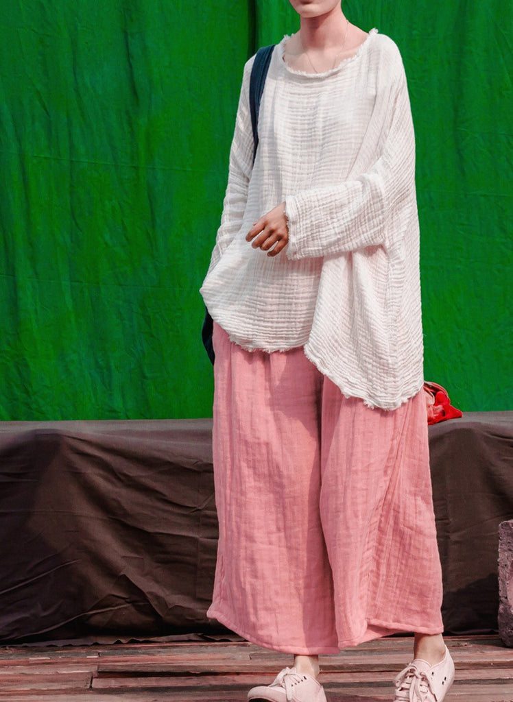 Shan Qian Nianyi, simple design spring women's textured cotton soft burr top loose literary T-shirt