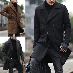 2025 winter new eBay double-breasted  wholesale medium and long men's lapel woolen trench coat fast sell wish