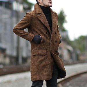 2025 winter new eBay double-breasted  wholesale medium and long men's lapel woolen trench coat fast sell wish