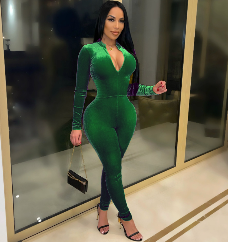 goosudu  Solid Velvet With Corset Gloves Sexy Bodycon Jumpsuit Summer Fall Slim Party Club Elegant Streetwear Outfit Y2K