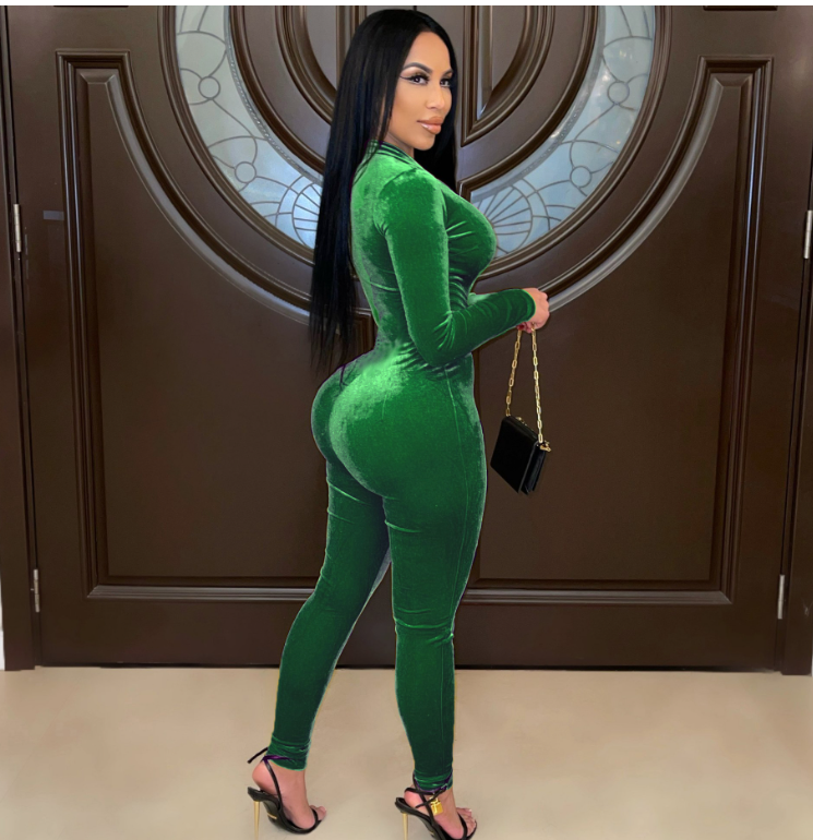 goosudu  Solid Velvet With Corset Gloves Sexy Bodycon Jumpsuit Summer Fall Slim Party Club Elegant Streetwear Outfit Y2K