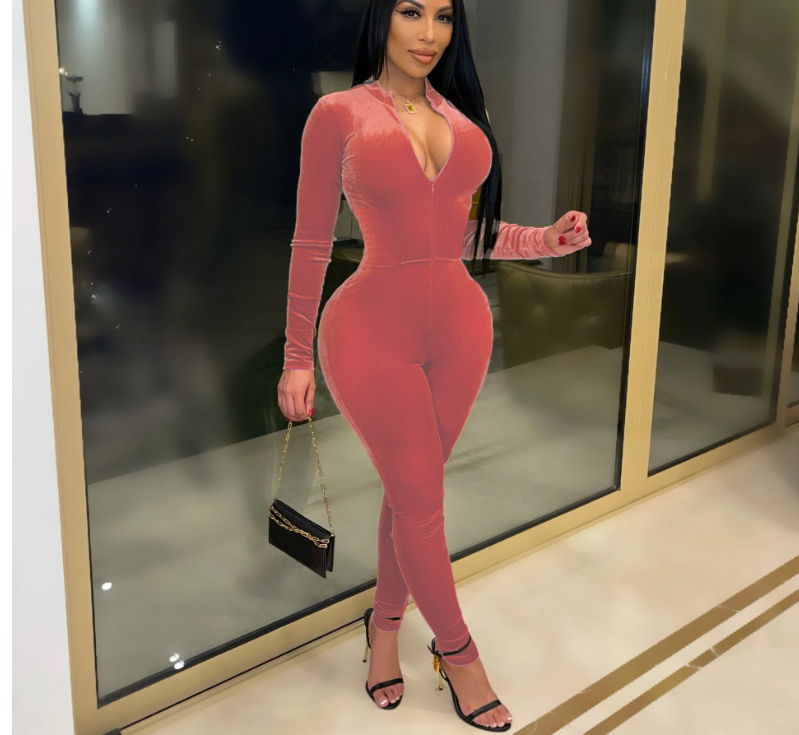 goosudu  Solid Velvet With Corset Gloves Sexy Bodycon Jumpsuit Summer Fall Slim Party Club Elegant Streetwear Outfit Y2K