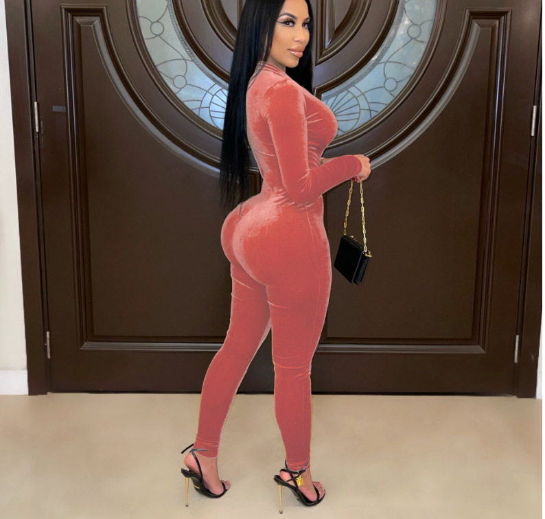 goosudu  Solid Velvet With Corset Gloves Sexy Bodycon Jumpsuit Summer Fall Slim Party Club Elegant Streetwear Outfit Y2K