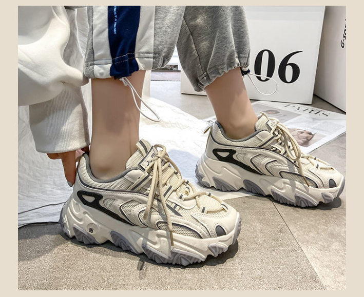woloong  Spring New Reflect Vulcanize Shoes Light Platform Daddy Shoes Woman Harajuku Joker Wind Sneakers for Female Casual Shoes