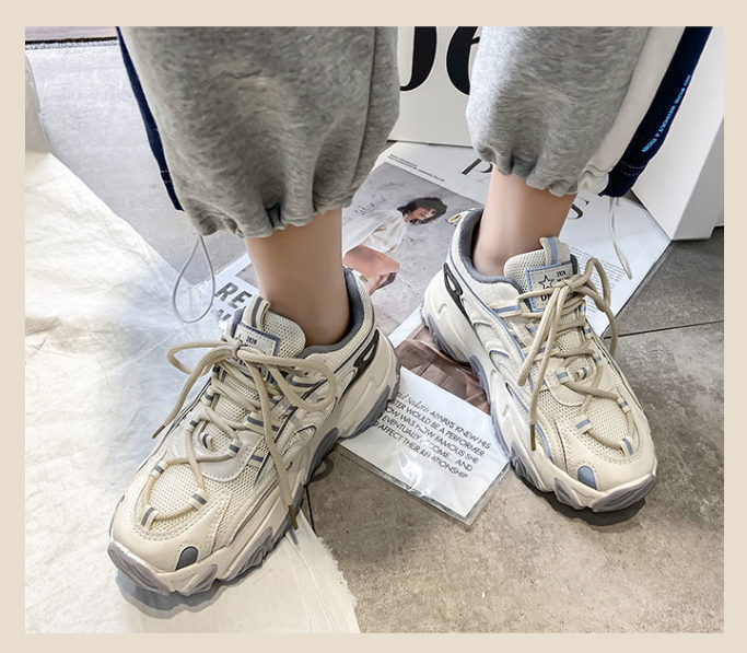 woloong  Spring New Reflect Vulcanize Shoes Light Platform Daddy Shoes Woman Harajuku Joker Wind Sneakers for Female Casual Shoes