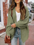 Solid Drop Shoulder Open Front Cardigan