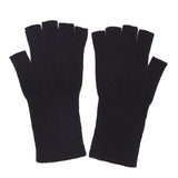 Thermal Black Knit Half Finger Gloves - Warm, Coldproof, Elastic, Simple, and Thick for Winter - Extended Wear for Ultimate Comfort
