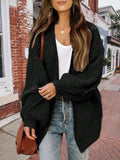 Solid Drop Shoulder Open Front Cardigan