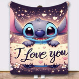 Cozy Disney Stitch Cartoon Blanket - Soft, Lightweight, Warm Flannel Fleece for Every Season - Perfect for Snuggling Up Indoors or Outdoors