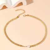 Faux Pearl Decor Choker Necklace, Golden Collar Necklace, Bridesmaid Necklace Jewelry Accessories For Women