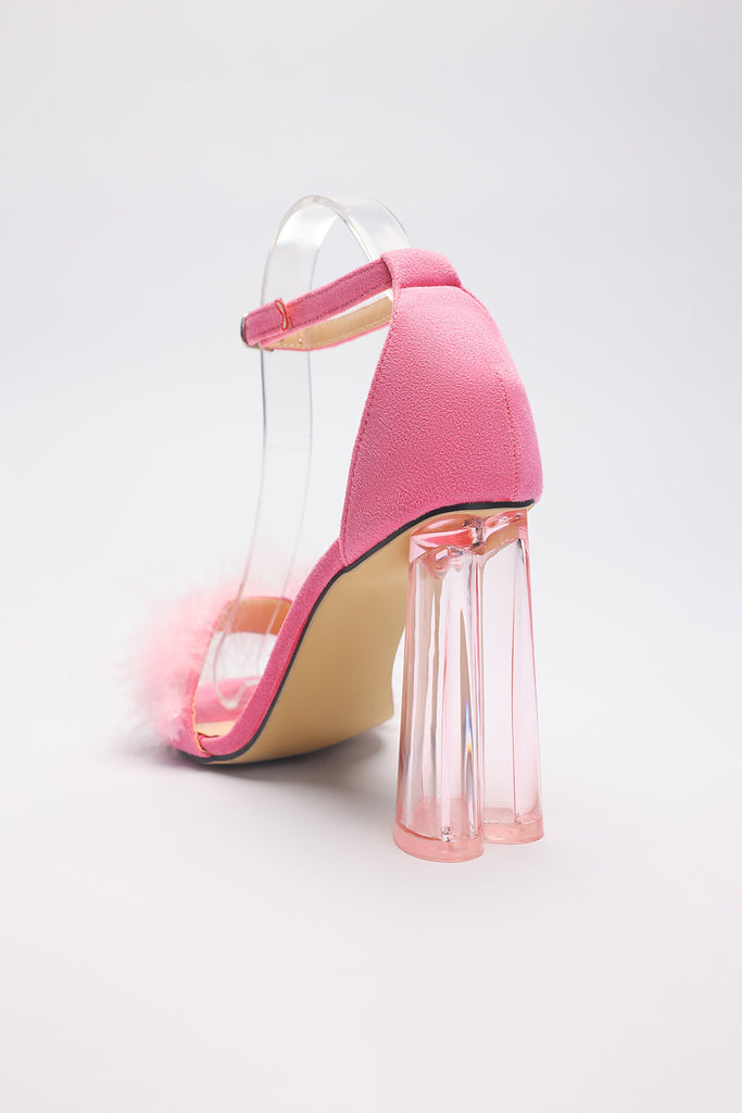 goosudu Hairy heart-shaped crystal heels