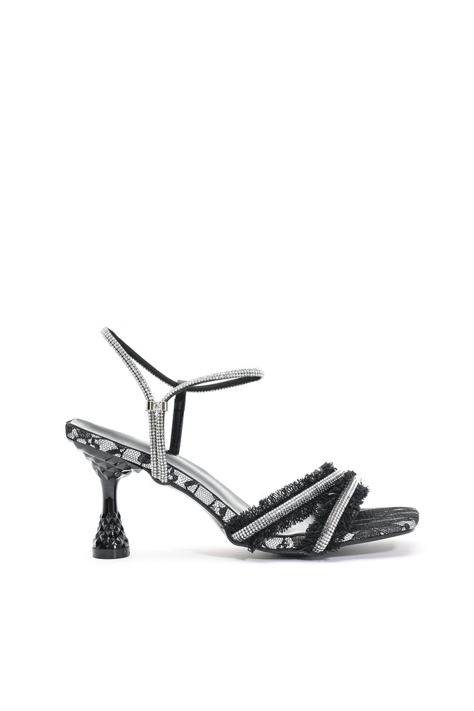 goosudu Rcia Lace Diamante Buckle Stiletto Sandals