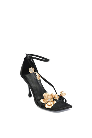 goosudu Ridia Metal Flower Stiletto Sandals