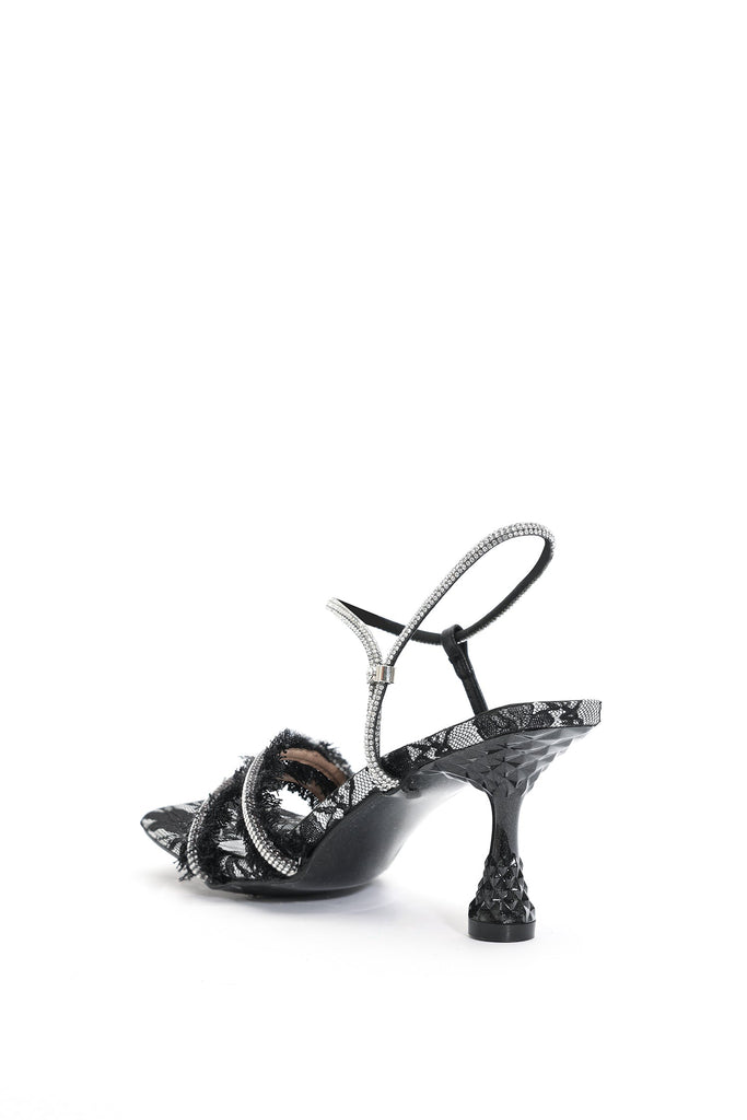 goosudu Rcia Lace Diamante Buckle Stiletto Sandals