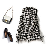 2025 Wool small fragrant vest thousand bird grid  spring and autumn new Korean version loose cardigan, plaid vest jacket