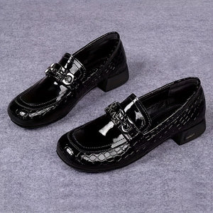 Fashionable Solid Color Slip-On Loafers - Stylish Trendy Platform Shoes with Ultra-Comfortable Breathable Fit and Durable Chunky Heel - Versatile Preppy Style for Everyday Wear