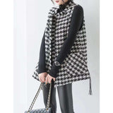 2025 Wool small fragrant vest thousand bird grid  spring and autumn new Korean version loose cardigan, plaid vest jacket