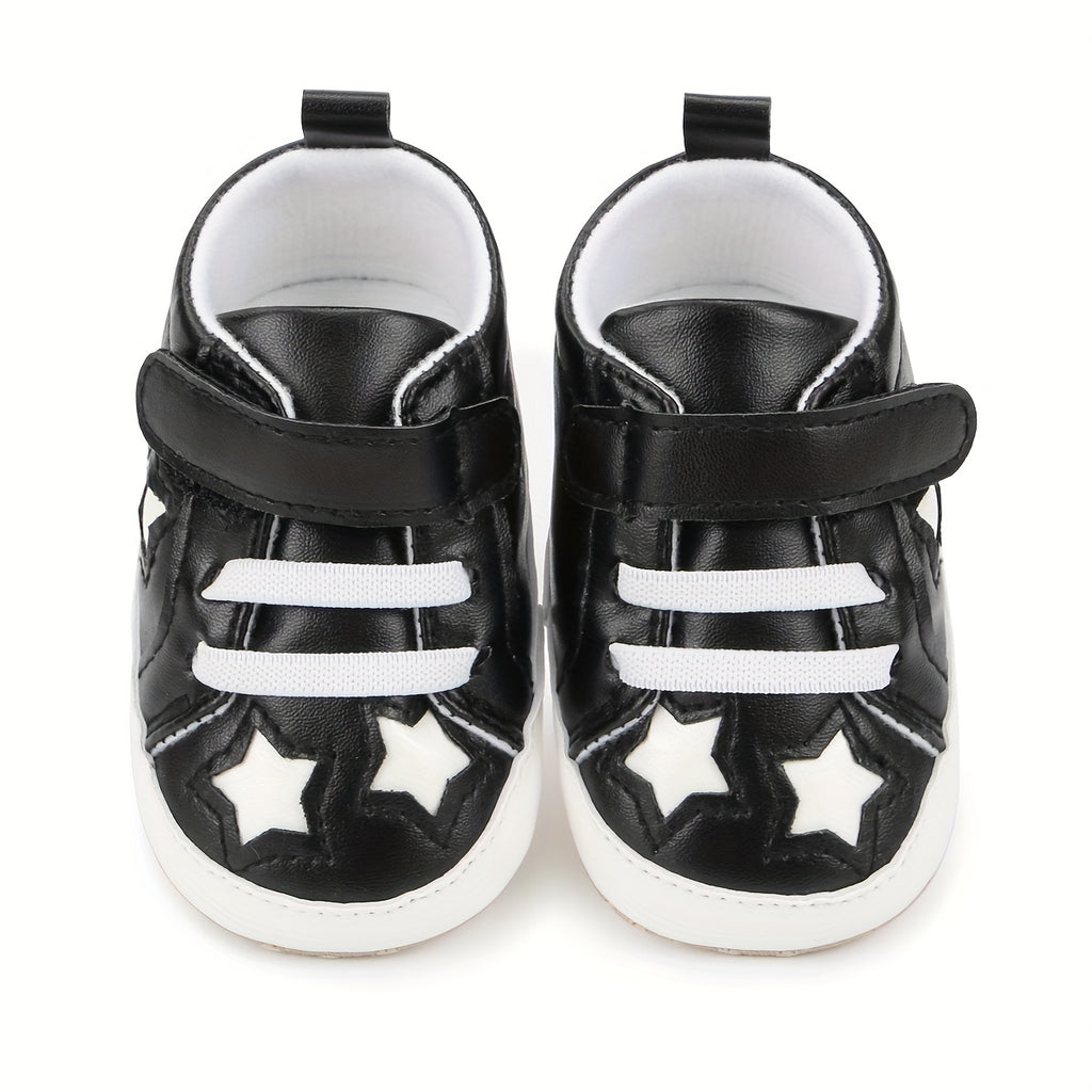 Spring and Autumn Style 0-18 Months Baby Boys and Girls Learning Shoes PU Soft Bottom Anti-slip Hook-and-loop Fastener Star Sports Shoes