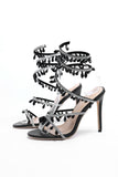 goosudu Elegant Rhinestone Ankle-Wrap Stiletto Sandals
