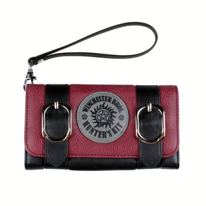 Vintage Pattern Colorblock Long Purse, Trifold Coin Purse, Classic Card Case With Buckles Decor