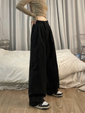 goosudu Shelly Solid Color Retro Drape High Waist Straight Loose Casual Suit Pants