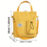 Stylish Womens Canvas Tote Bags - Square Shape with Convertible Straps & External Pockets - Trendy Casual Handbags for Everyday Chic