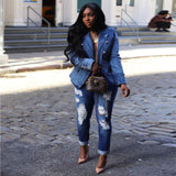 Autumn Slim Short Denim Jackets Women Fashion Buttons Notched Long Sleeve Open Stitch Denim Blazer Coats Female Streetwear S-XXL