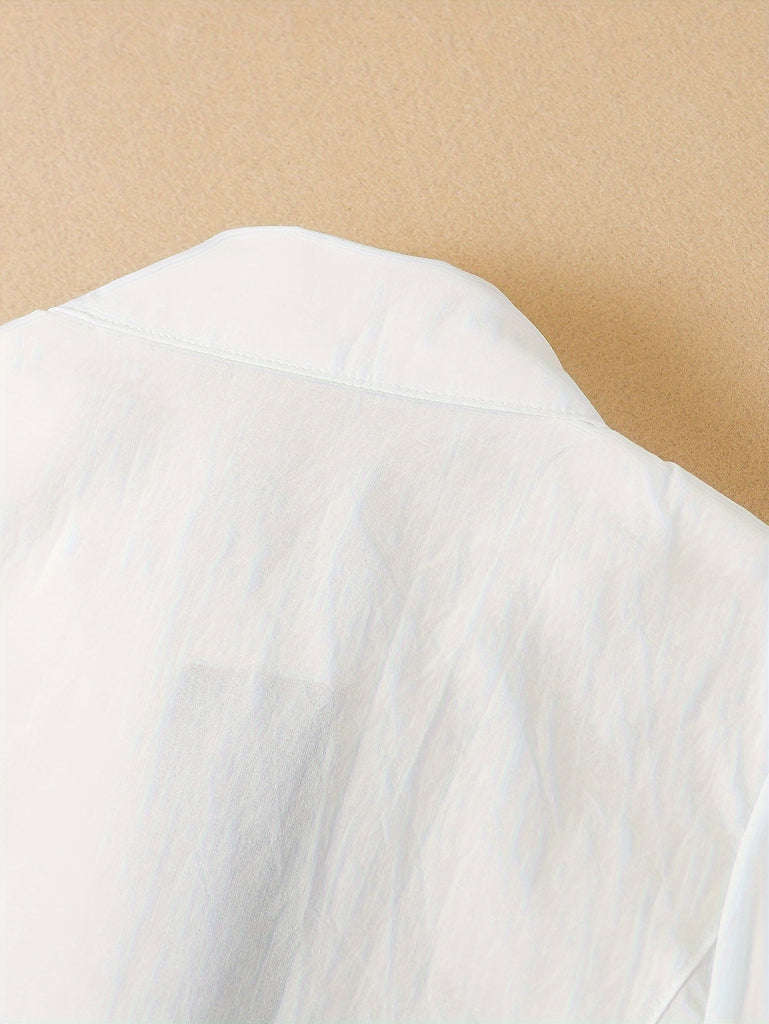 Chic Girls' Summer Blouse - Pure Cotton, Short Sleeve, Preppy Turn-Down Collar, Korean Style School Shirt with Navy Bow Tie Detail, Breathable, Comfortable, and Classic Design for School or Casual Wear