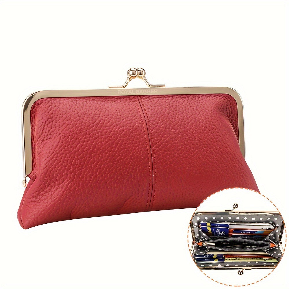Royal Bagger Kiss Lock Trendy Wallet, Solid Color Card Holder, Perfect Clutch Bag For Daily Use