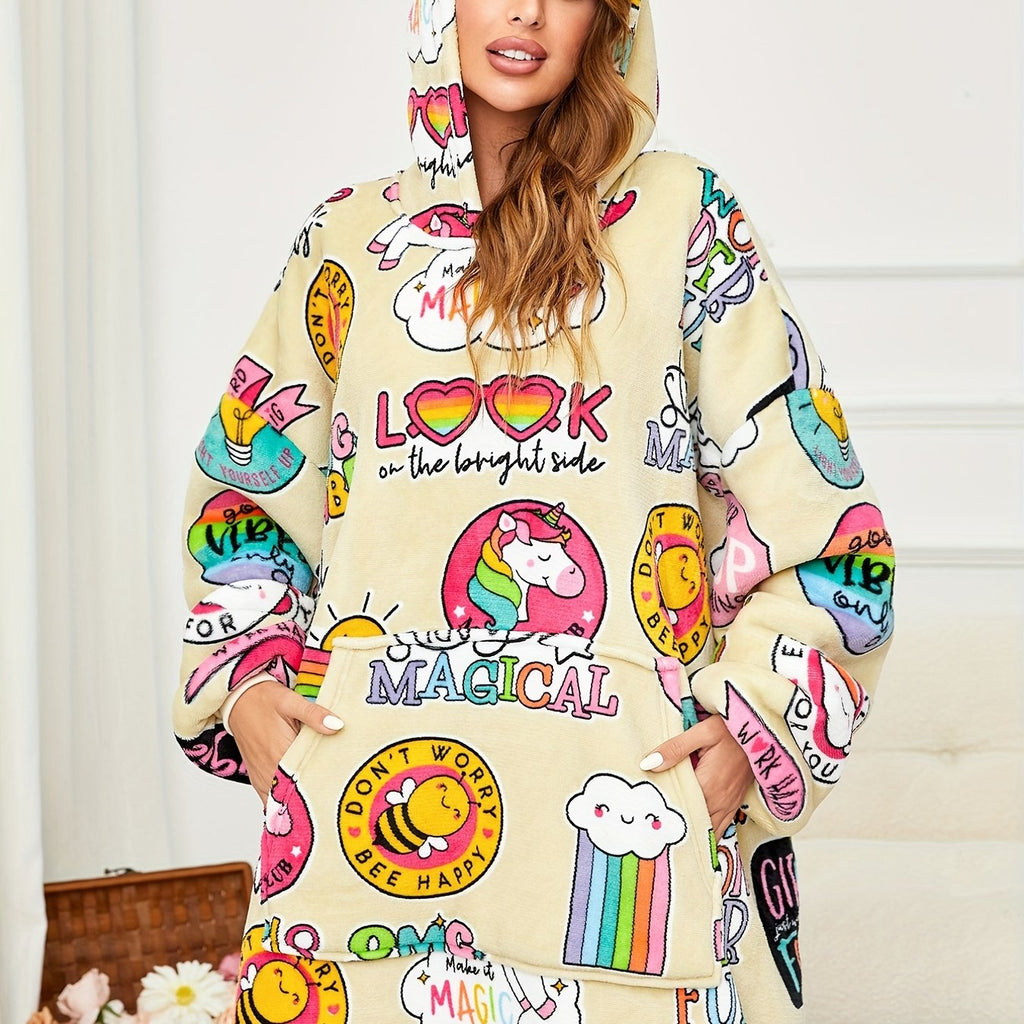 Ultimate Cozy Oversized Hooded Blanket Sweatshirt - Giant Pocket Design, Super Soft Plush for Womens Relaxation - Perfect Loungewear & Sleepwear Essential