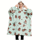 Wearable Blanket Hoodie for Adults Sherpa All Patterns Oversized Sweatshirt Blanket with Pockets Cute Birthday Gifts for Women Men