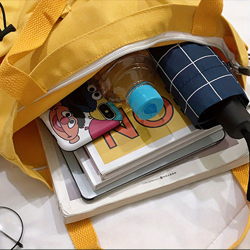 Stylish Womens Canvas Tote Bags - Square Shape with Convertible Straps & External Pockets - Trendy Casual Handbags for Everyday Chic